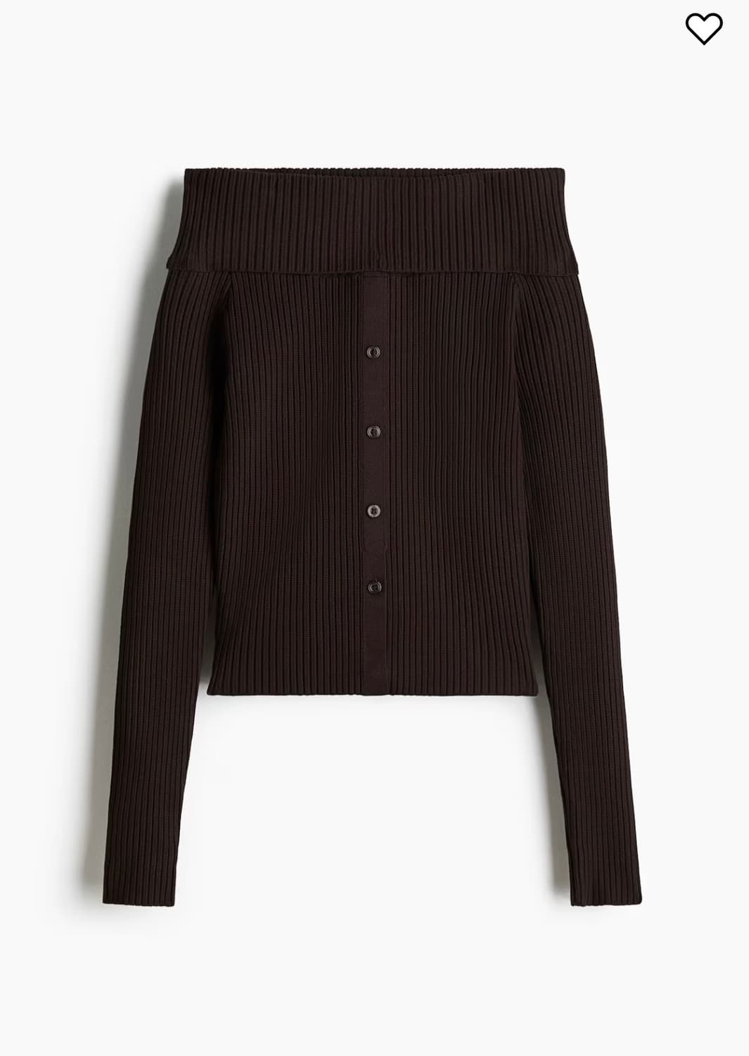 h&m 리브드 오프숄더 탑 다크 브라운 상품이미지1