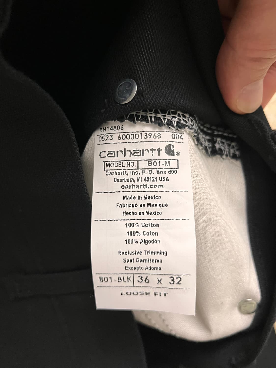[새상품/36*32BLK] 칼하트 B01 더블니, 더블 프론트 워크 팬츠 상품이미지3