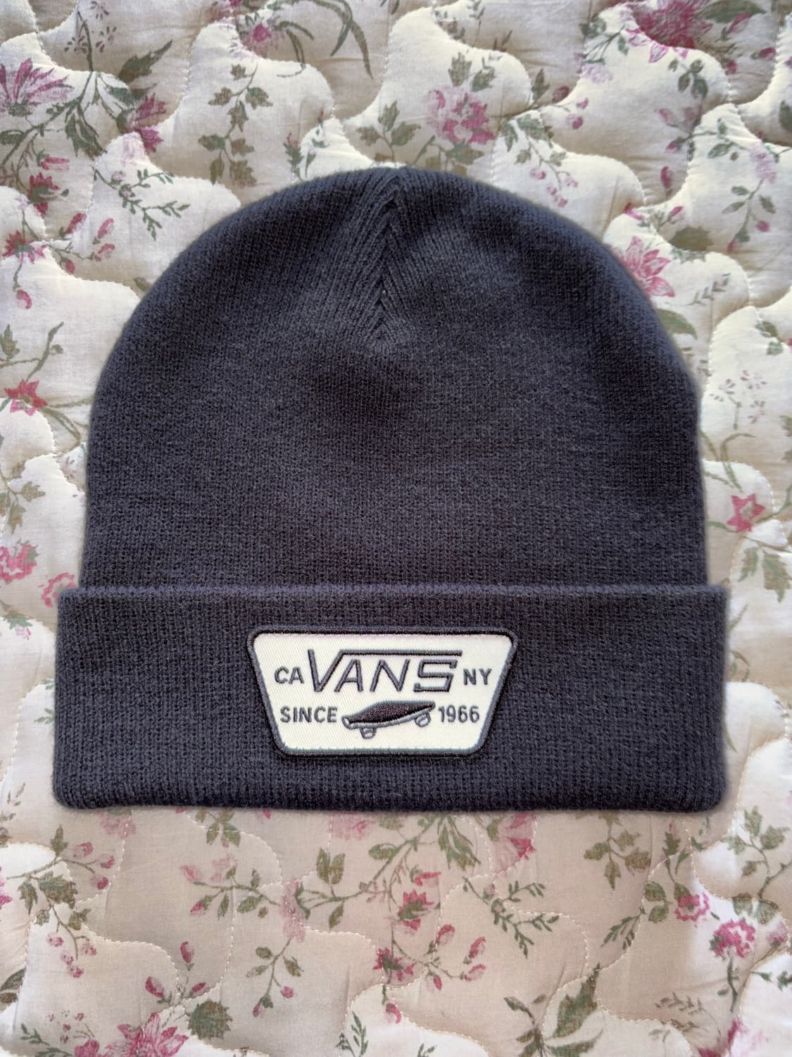 반스 로고 패치 니트 비니 블랙 상품이미지1