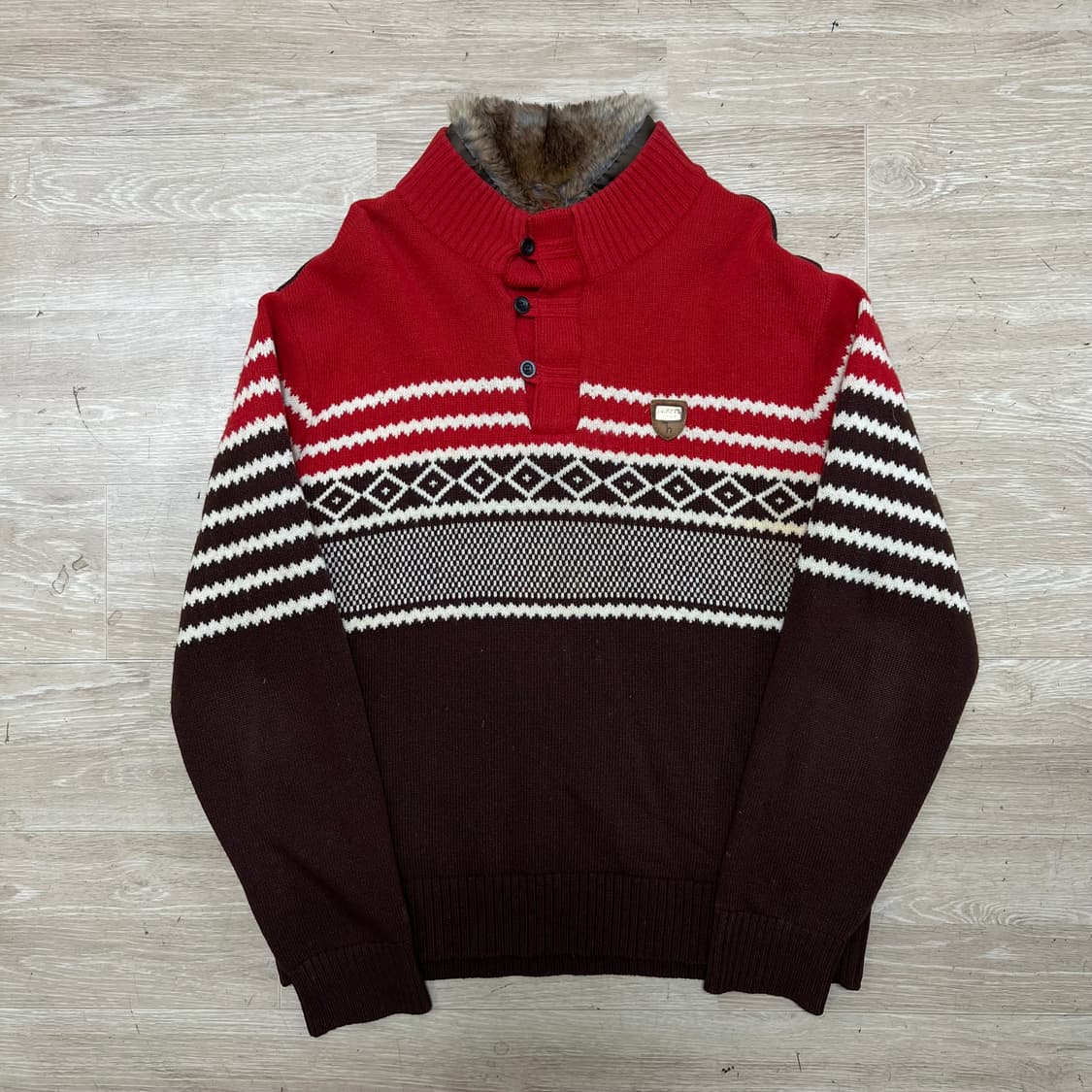 헤지스 골프 노르딕 퍼트리밍 하프 버튼업 방풍니트 [배색] L/100 상품이미지1