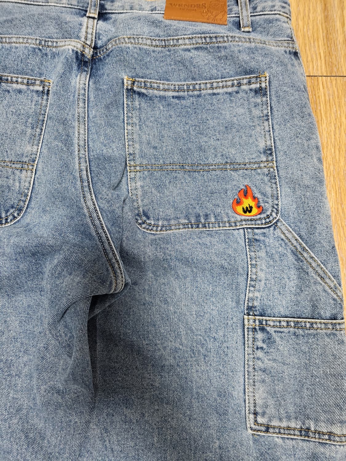 위캔더스 데님 워크팬츠 카펜터 팬츠 연청 L 상품이미지7