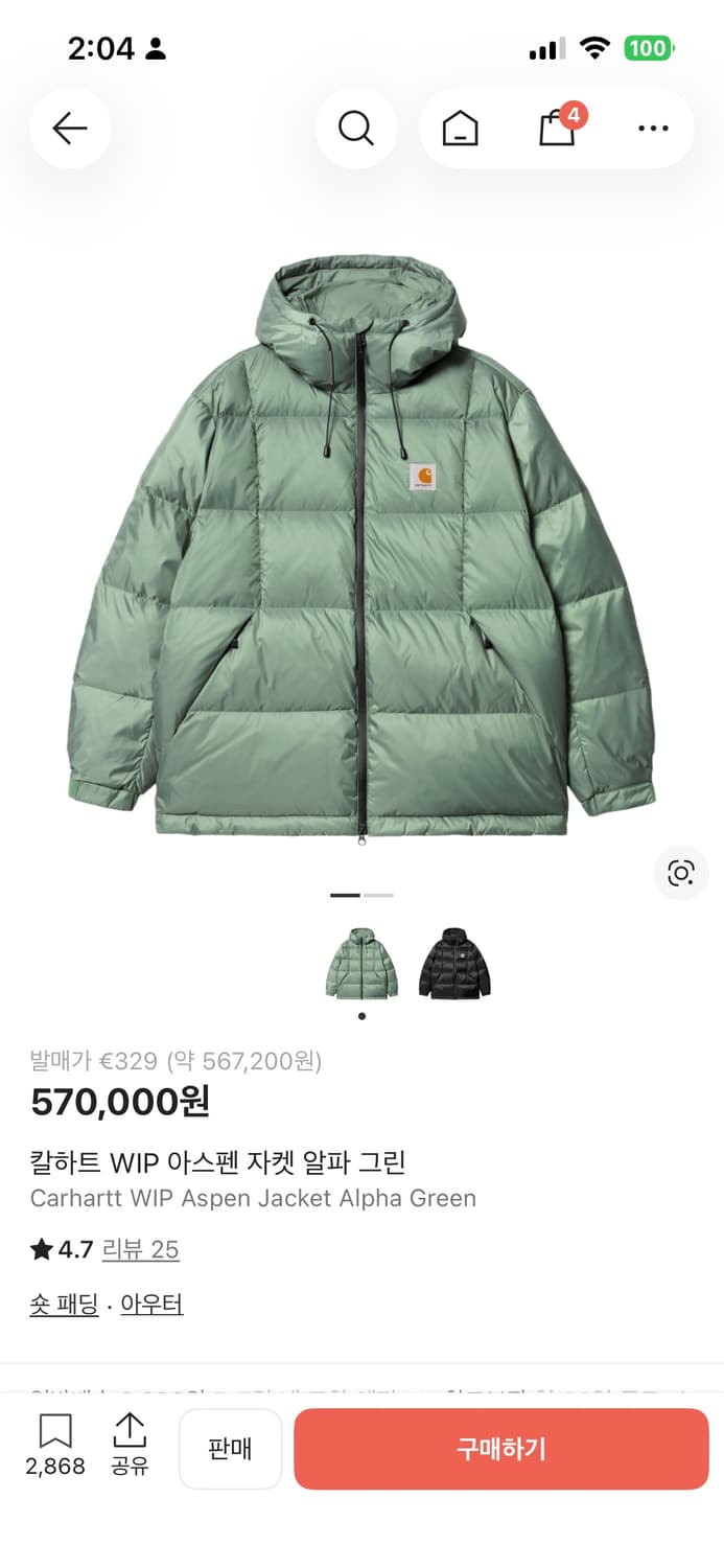 칼하트 WIP 아스펜 자켓 알파 그린 상품이미지1