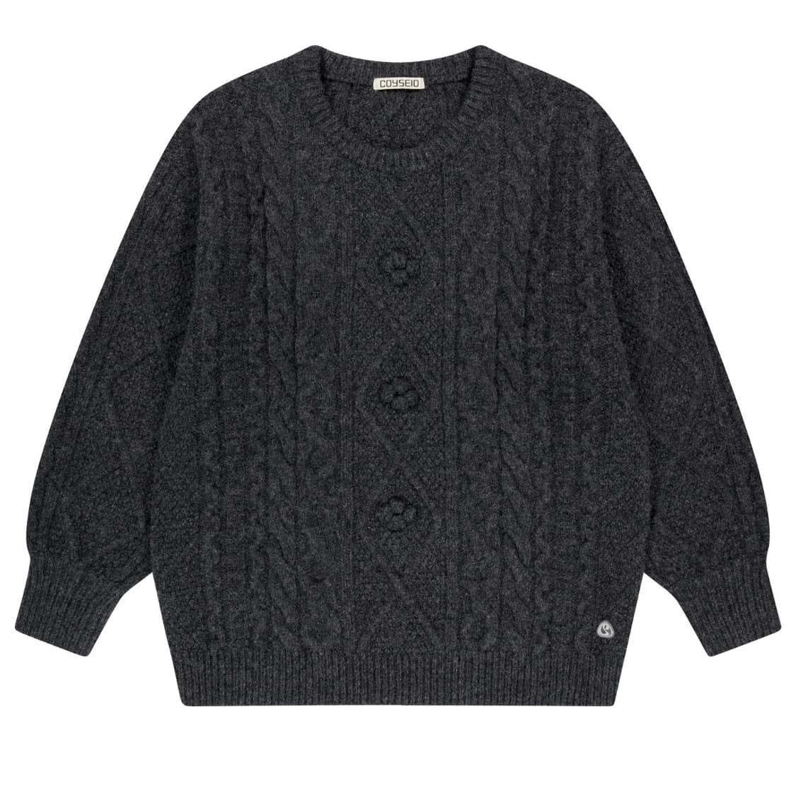 코이세이오 POMPOM CABLE KNIT CHARCOAL폼폼니트 차콜 상품이미지1