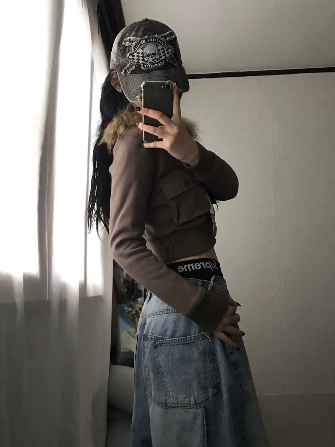 빈티지 브라운 울프죠 후드집업 상품이미지5