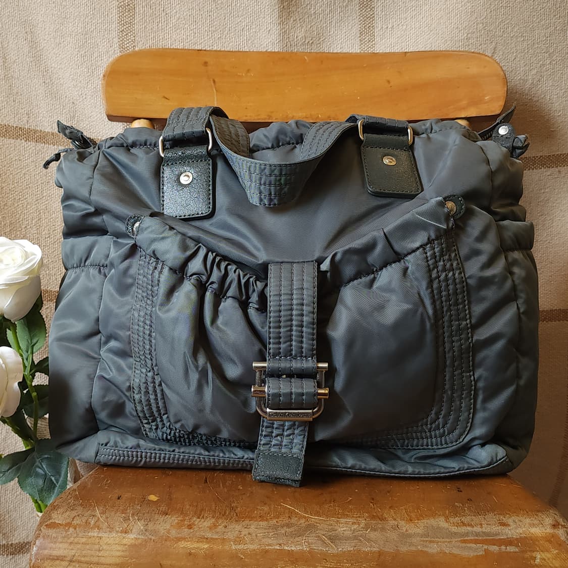 00년대 캘빈클라인 진스 나일론 버클 토트백 카키 상품이미지2