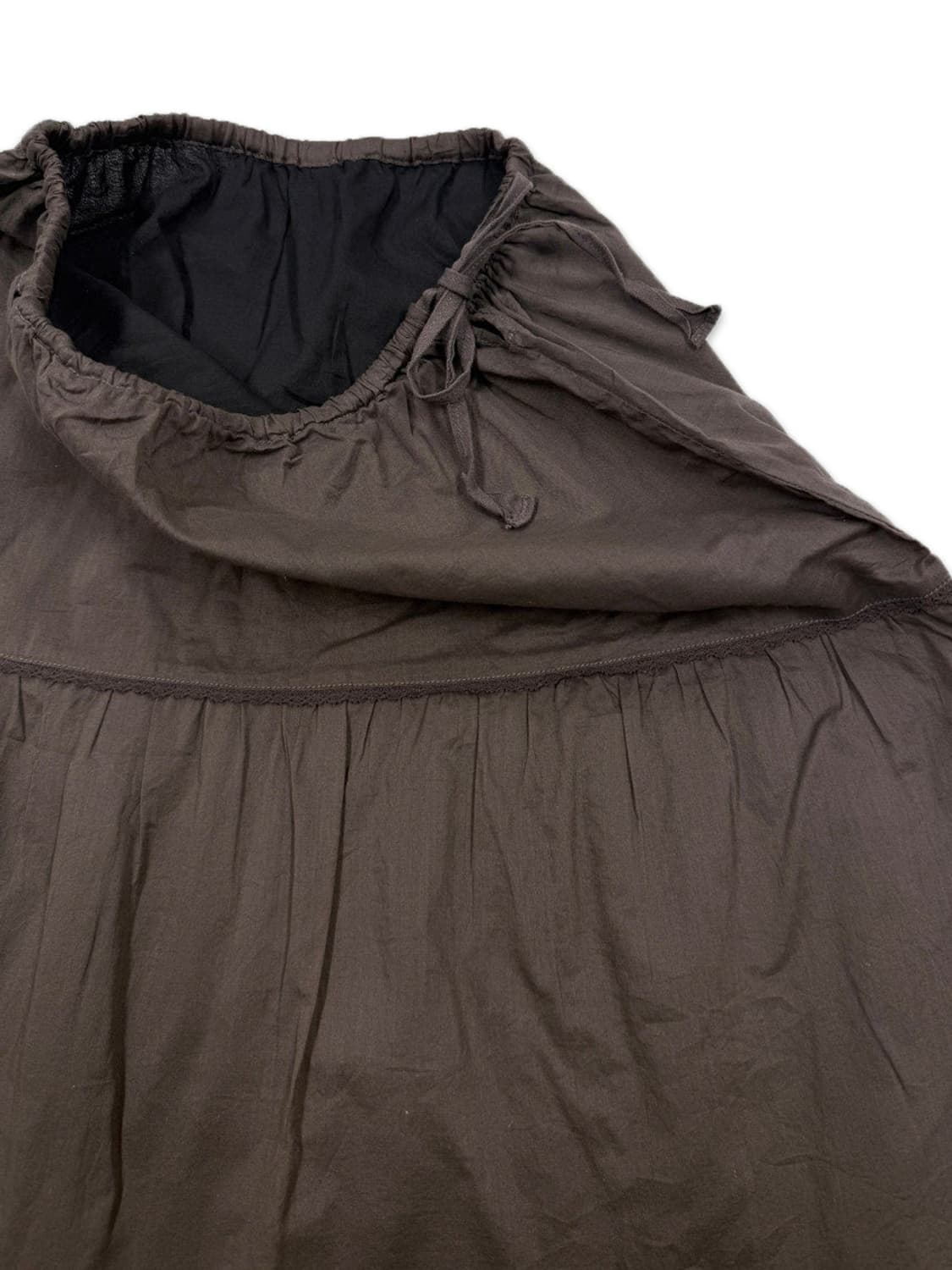 빈티지 Felissimo 브라운 레이스 리본 모리 롱 스커트 상품이미지4