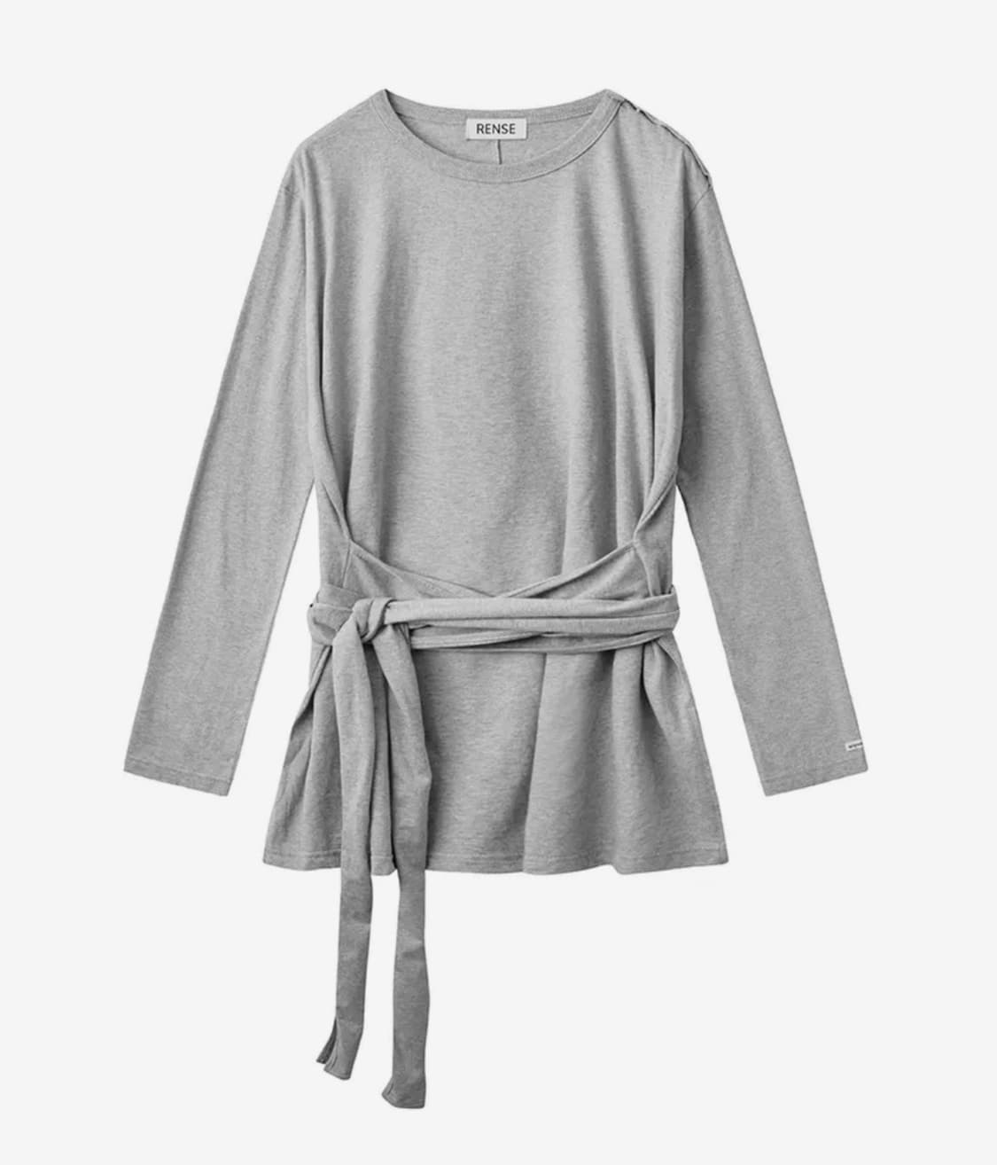 Wrap-Tie Long Sleeve Tee Melange Gray 상품이미지1