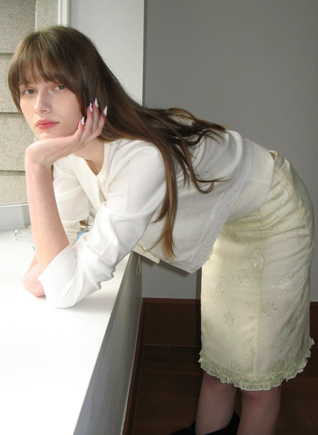 (새상품)로라로라 SHEER LAYERED MIDI SKIRT IVORY 상품이미지2