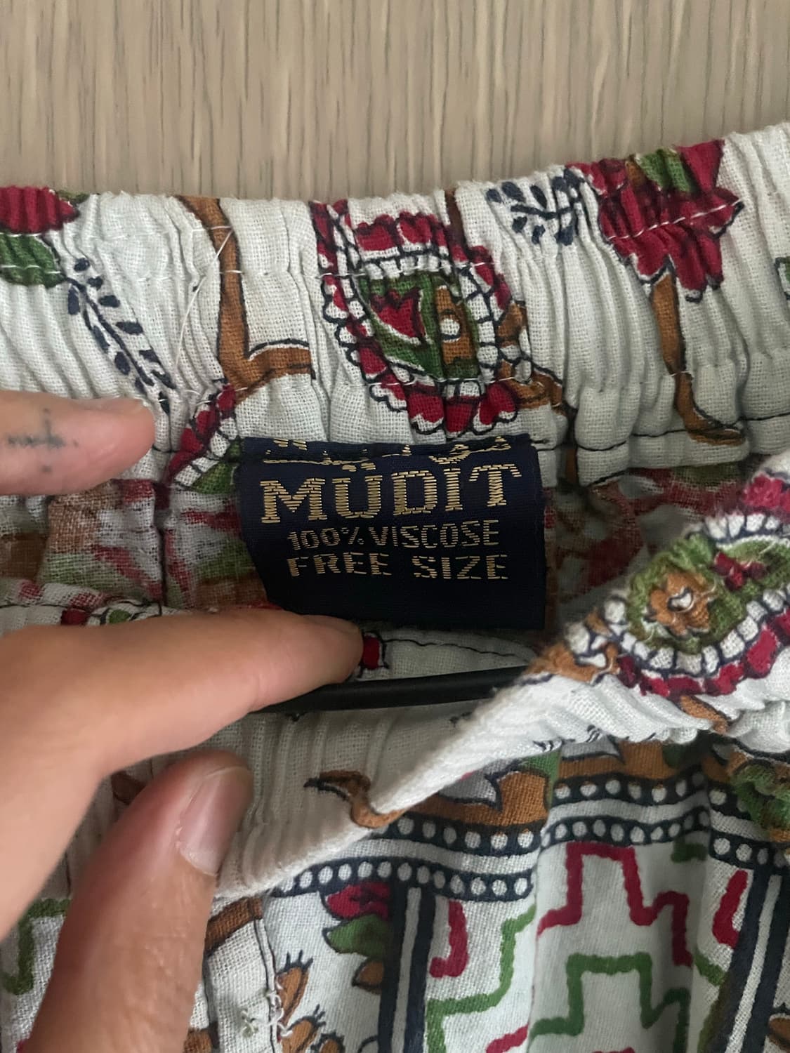 에스닉 히피 아메카지 하구미 면100 와이드 팬츠 상품이미지2