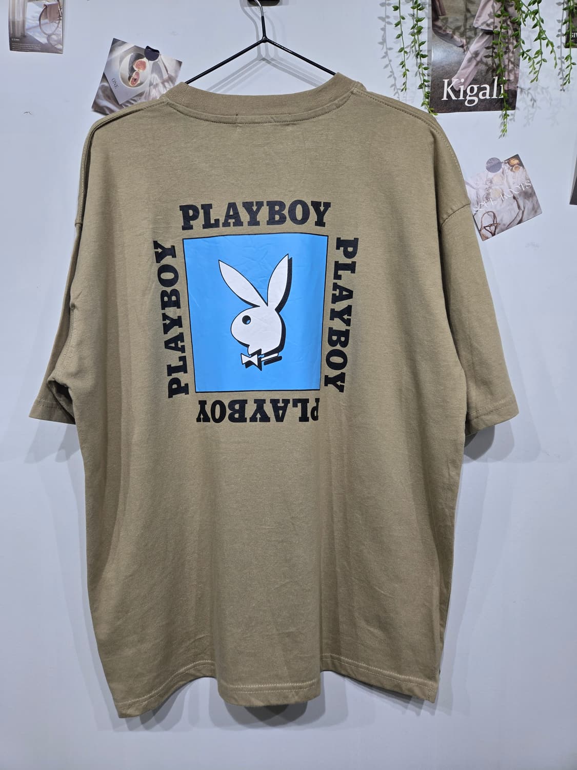 플레이보이 카키색 반팔 티셔츠 상품이미지4