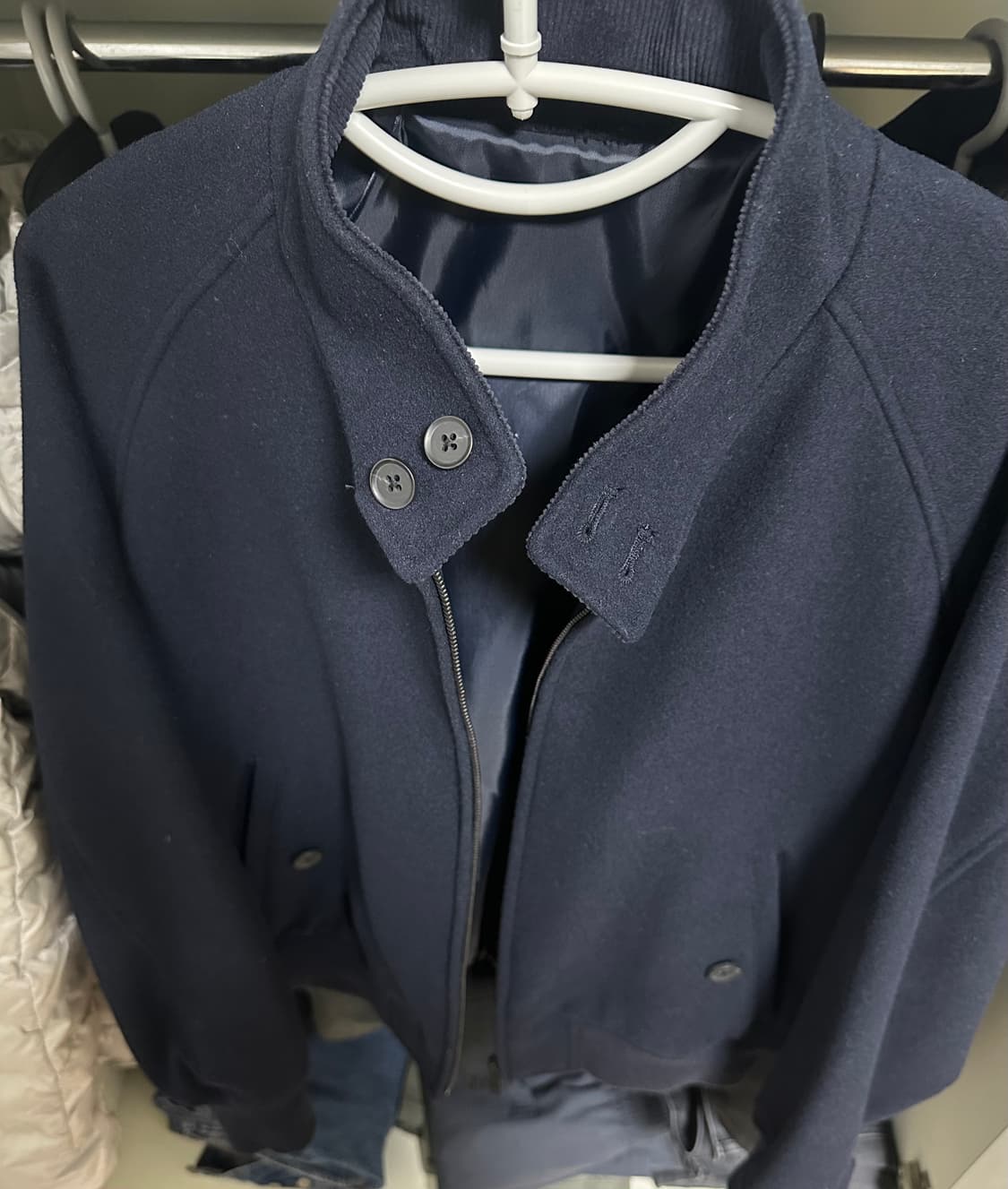 무탠다드 울 블렌드 해링턴 재킷 네이비 상품이미지2