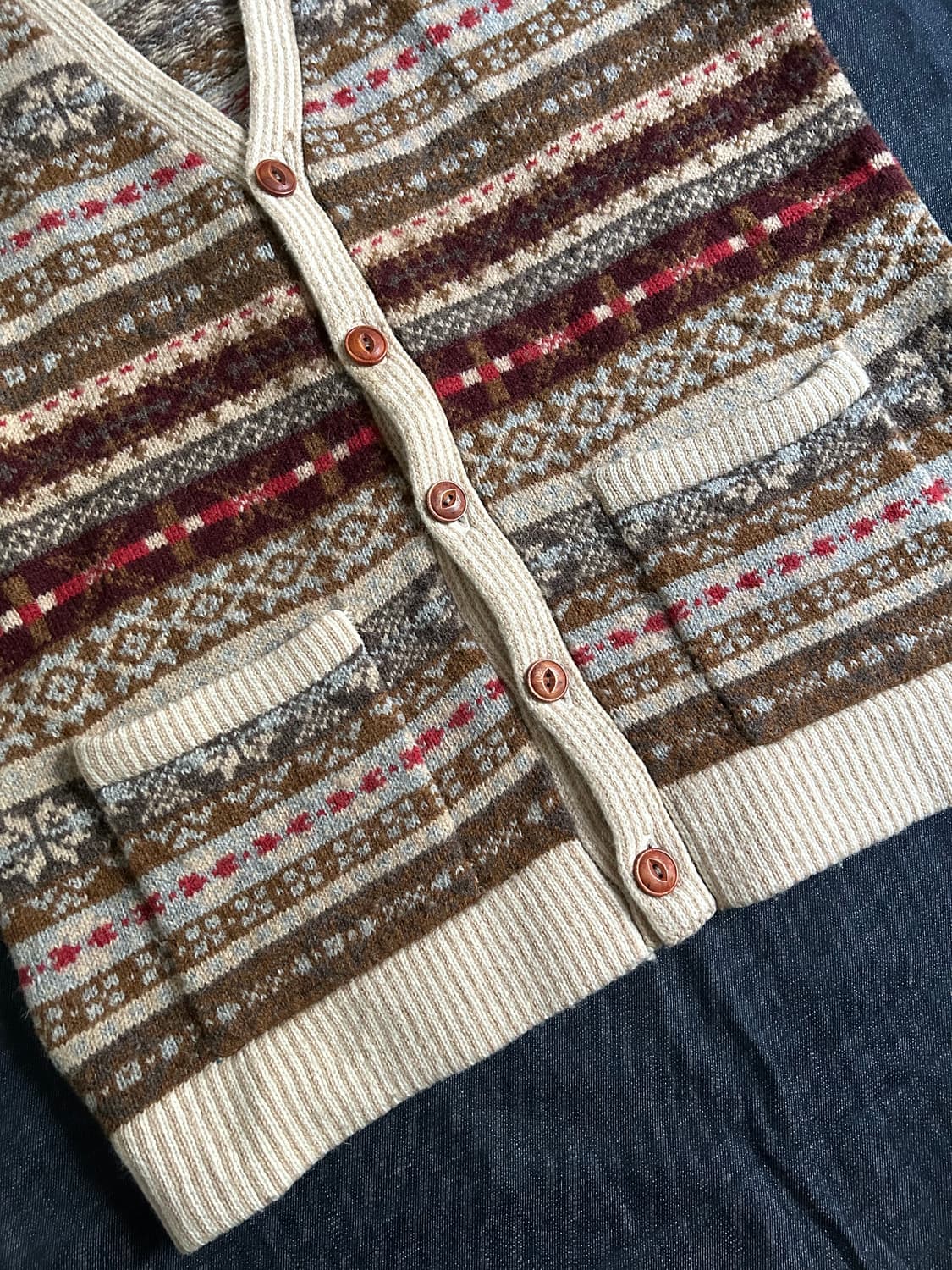 빈티지 페어아일 니트 가디건 베스트 상품이미지5