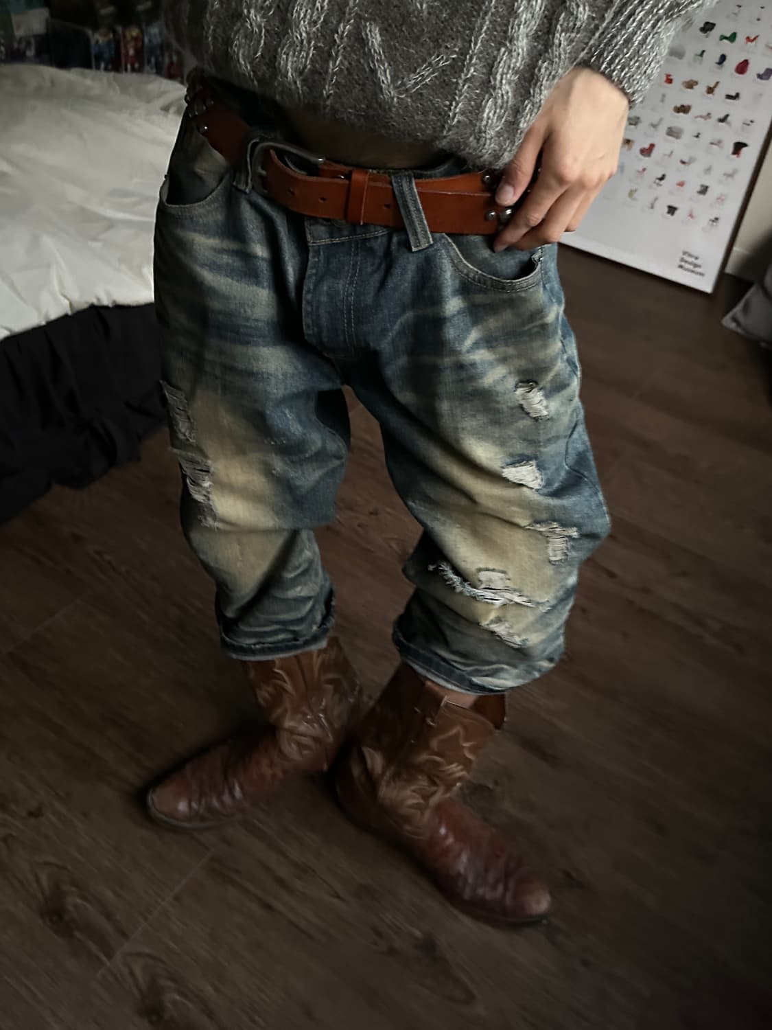 Codymaru 디스트레스 & 워시드 카프리 진 상품이미지1