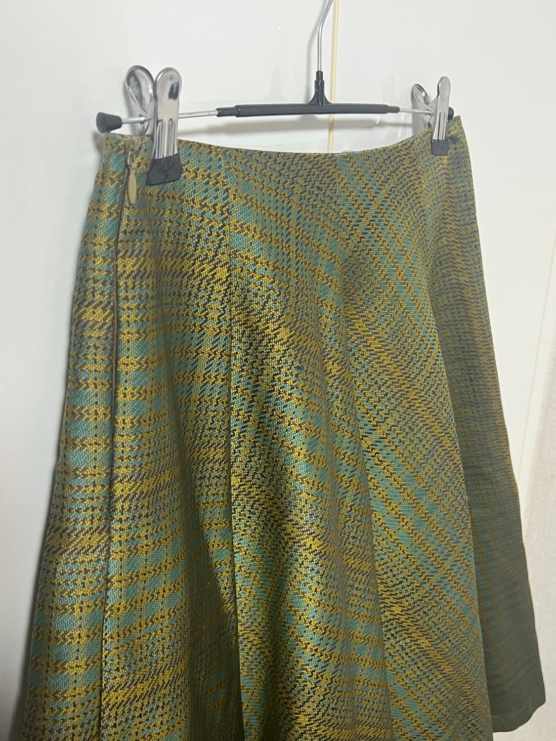 빈티지 그린체크 A라인 미디 스커트 상품이미지4