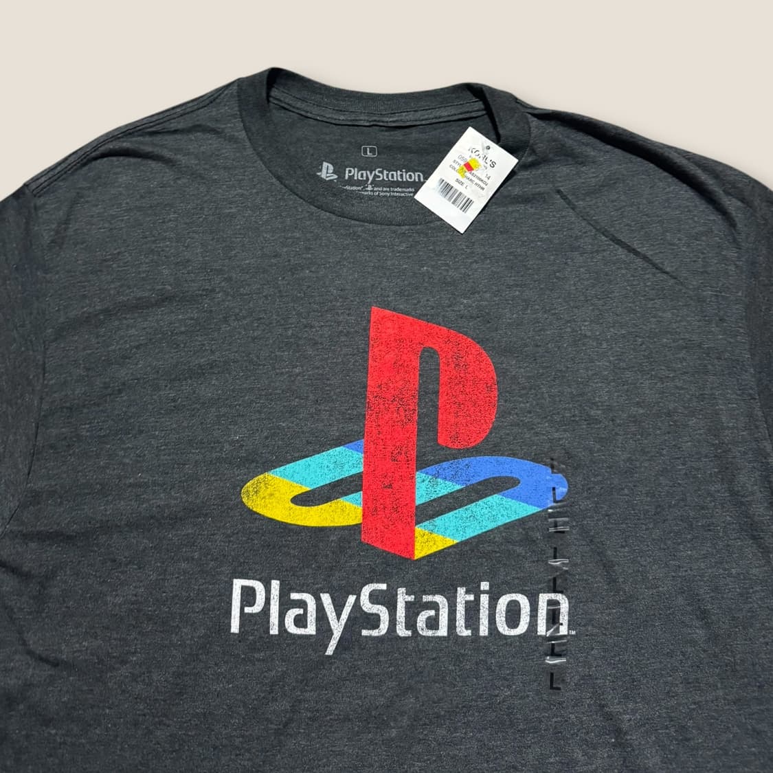 PlayStation 로고 크랙 프린팅 티셔츠 L 상품이미지3