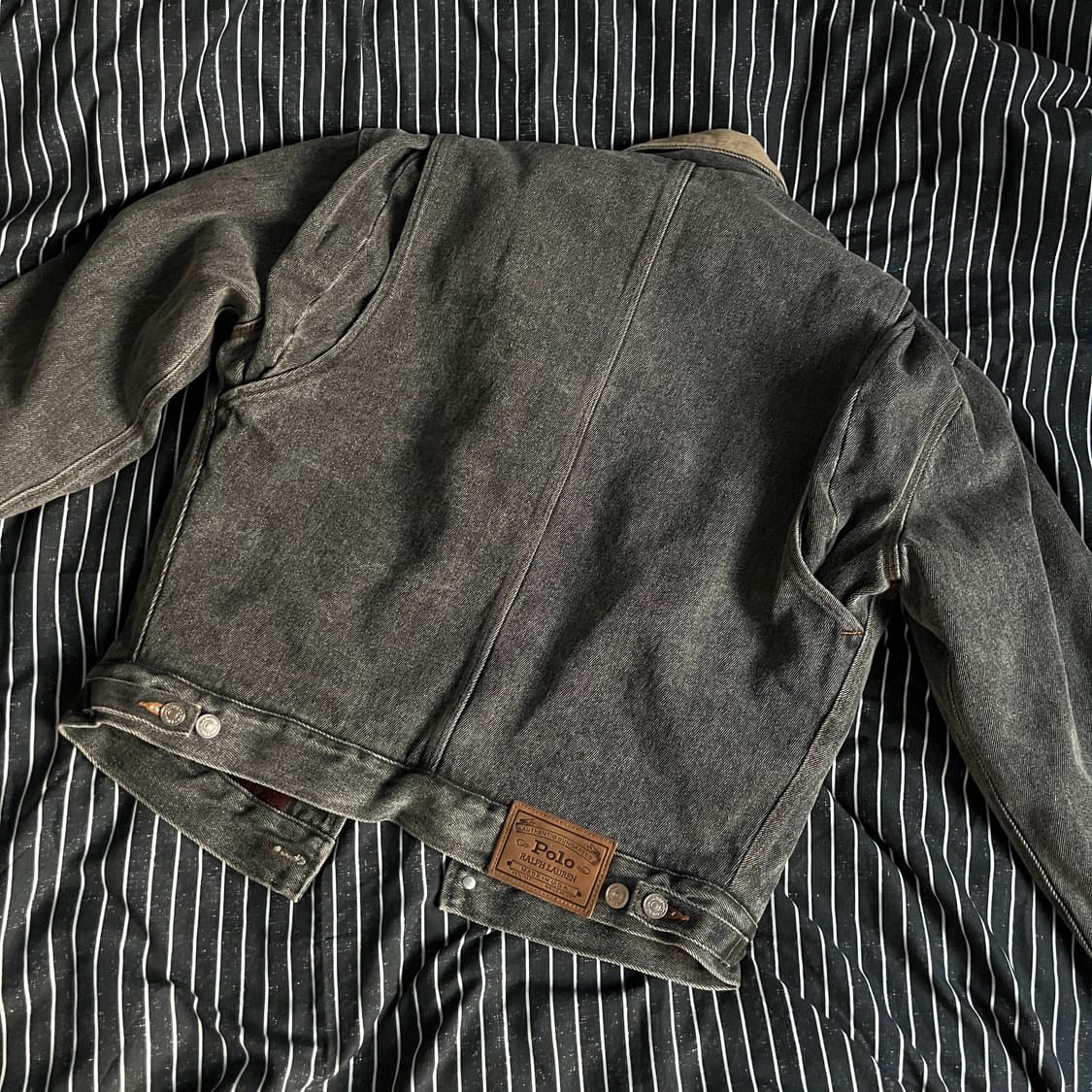 90s 폴로 덩가리 데님자켓 블랙 M 상품이미지3