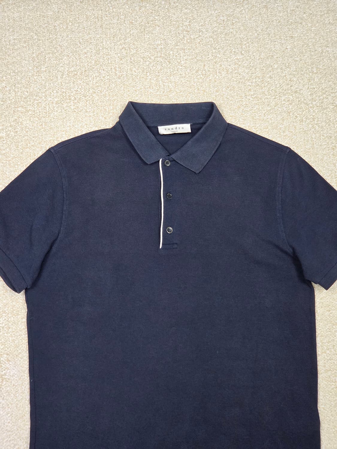 [산드로] 배색 플래킷 반팔 카라티 | S00122 상품이미지2