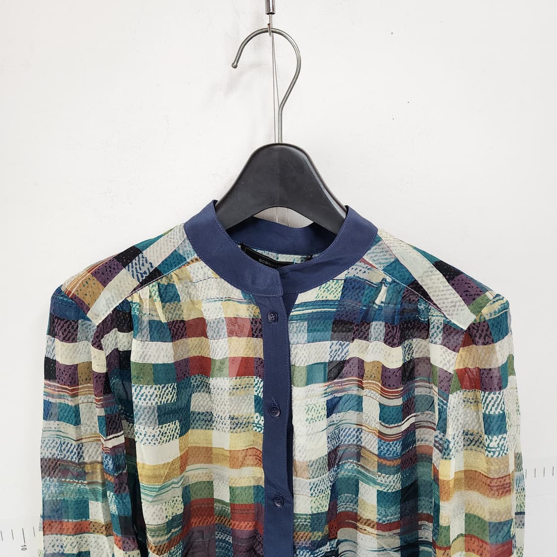 BCBG 체크 패턴 실크 블라우스 상품이미지2