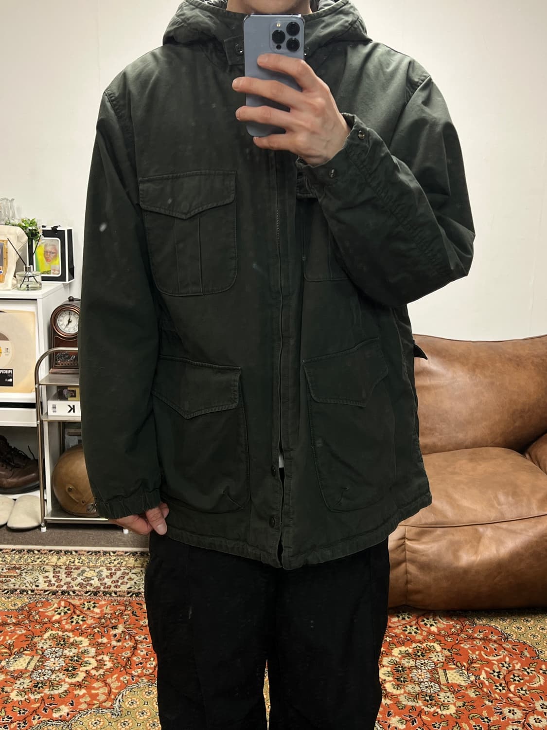 [L] 유니클로 x 엔지니어드 가먼츠 야상 파카 올리브 그린 상품이미지7