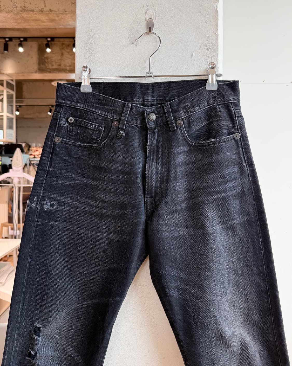 r13 블랙 데님 디스트레스드 보이프렌드 팬츠  상품이미지3