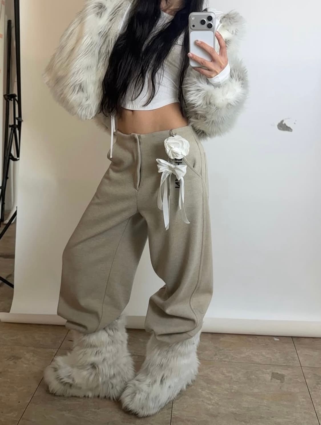 NACHE 나체 니트 와이드 팬츠 상품이미지4