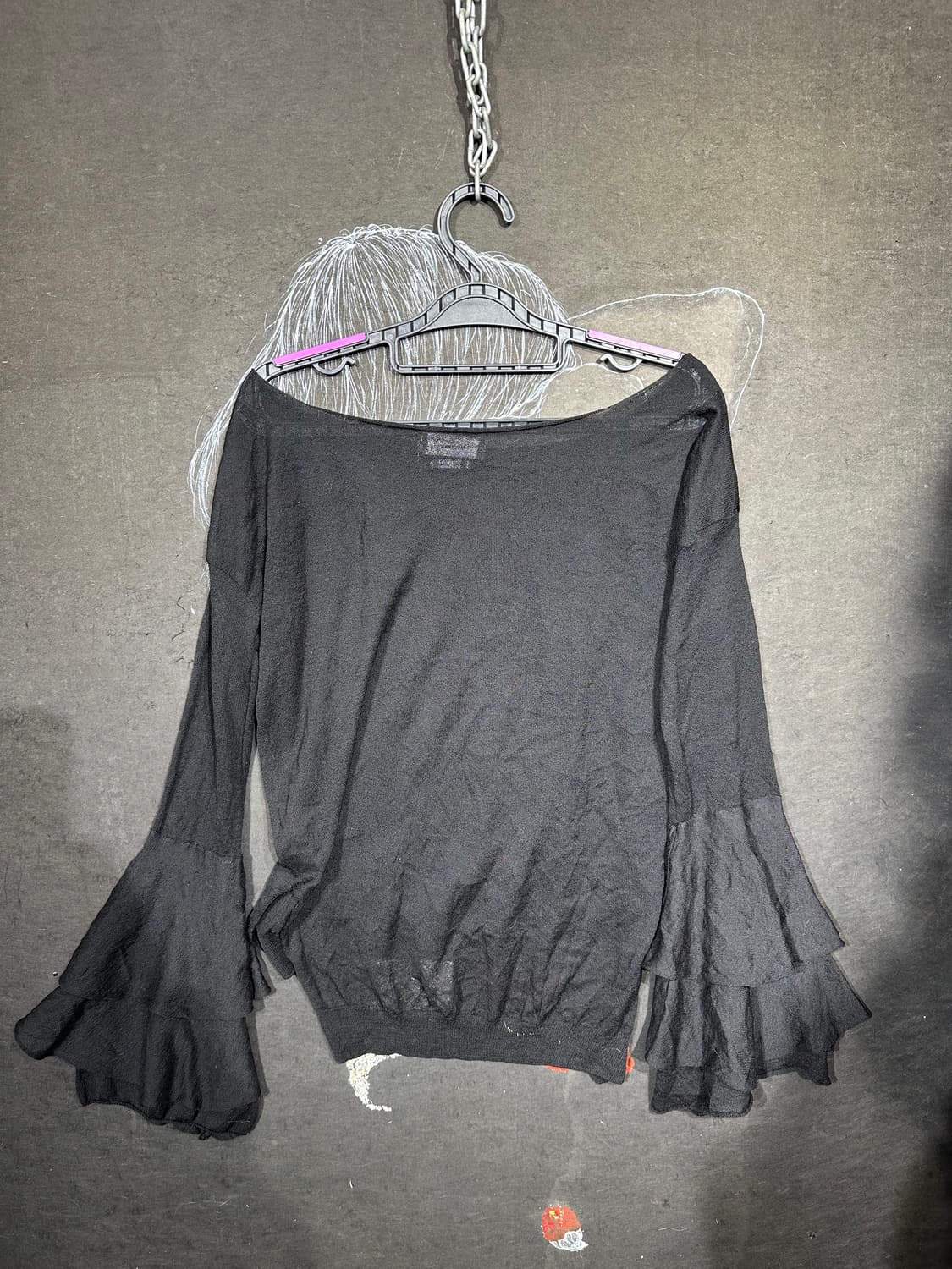 Jpn 고딕 시스루 프릴 디테일 슬리브 탑 M 상품이미지8