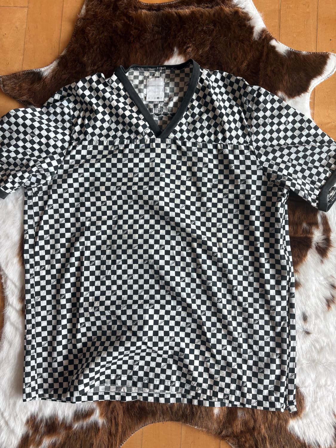 00ss Number (N)ine checkered 브이넥 숏슬리브 상품이미지1