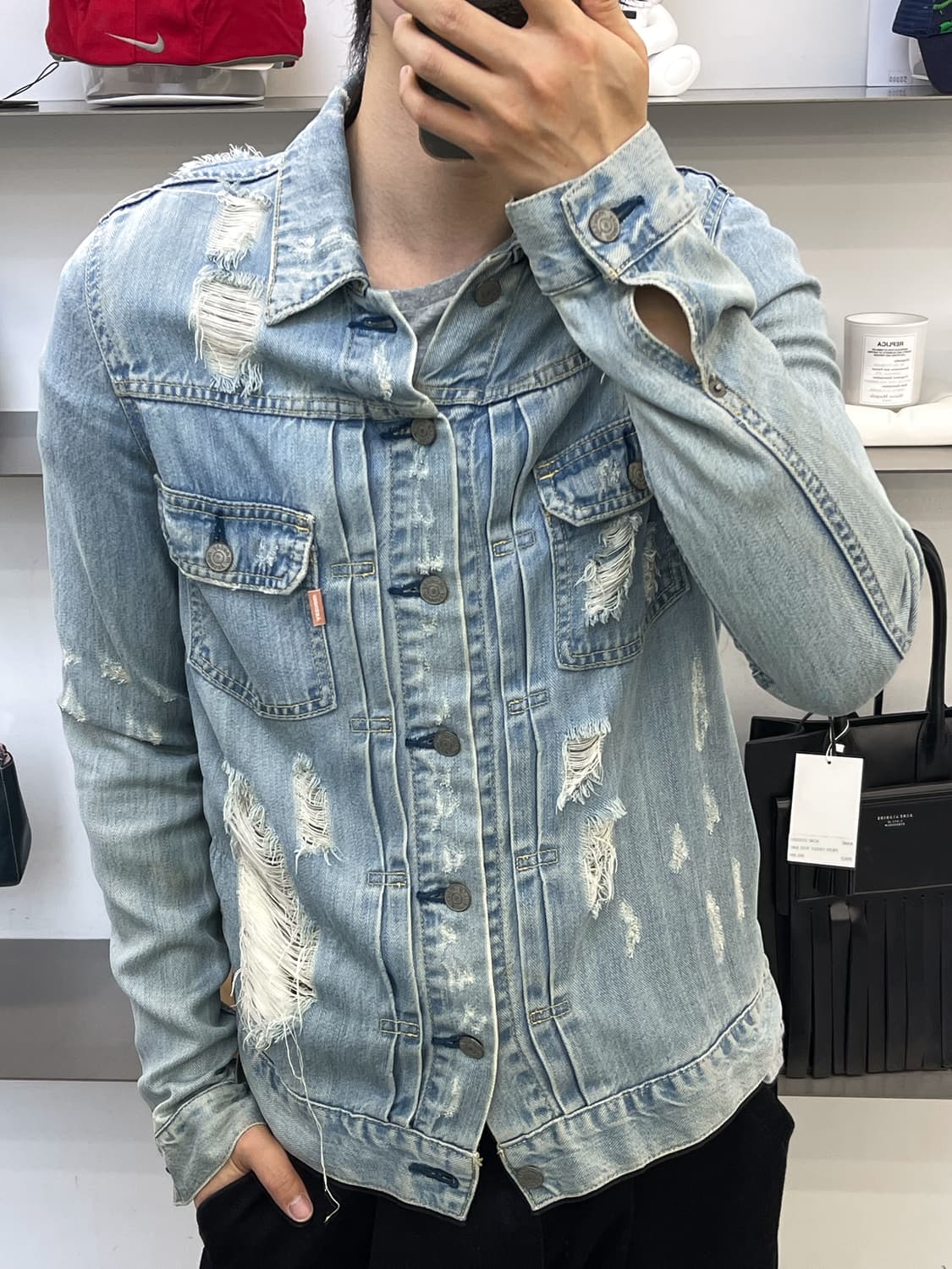 Moussy 크러쉬 데미지 데님 자켓 상품이미지2