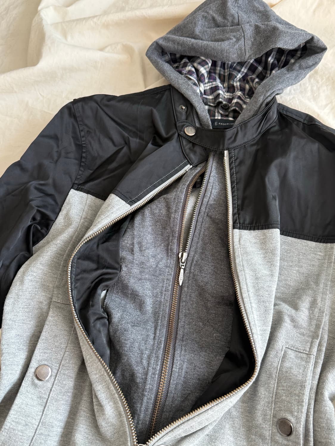 무채색 y2k 락시크 레이어드 후드 집업  상품이미지5