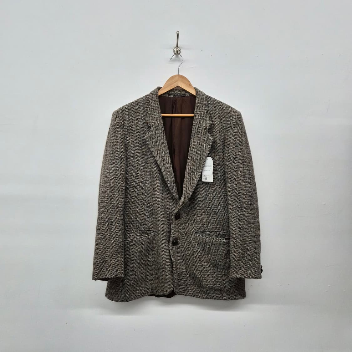 헤리스트위드 헤링본 패턴 브라운 자켓 남성 M 상품이미지1