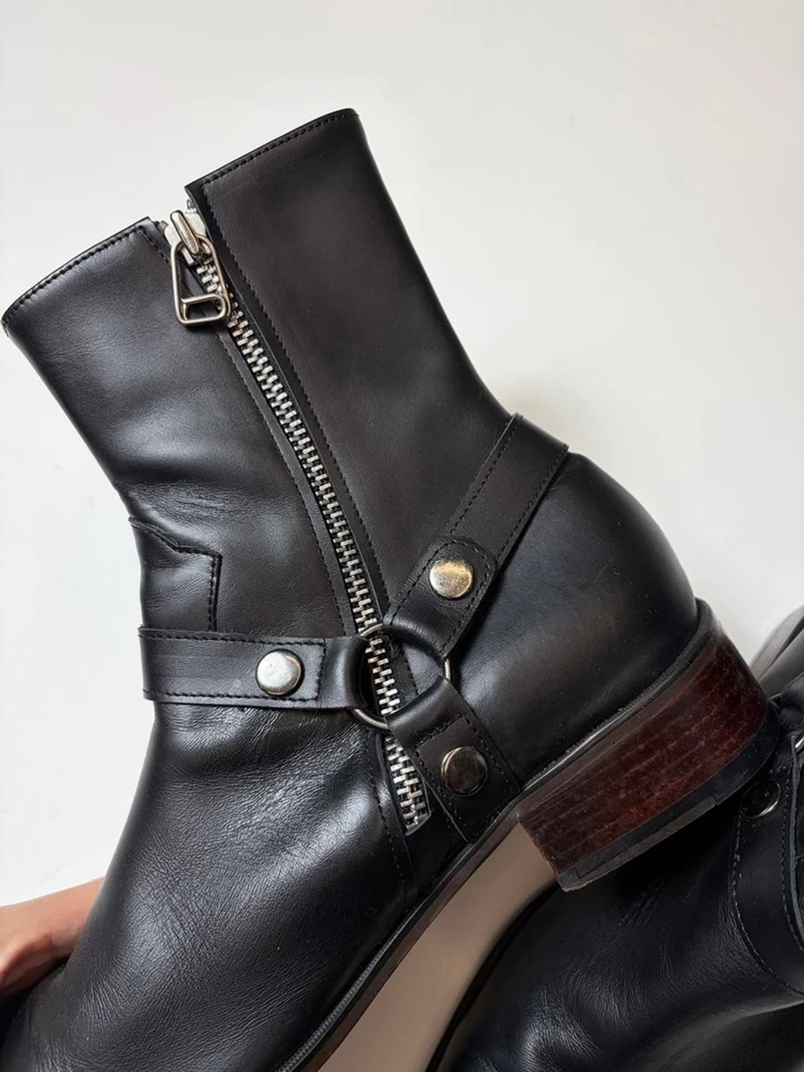 FIRENZE.A 슬림토 벨크로 소가죽 바이커 부츠 Q1505 상품이미지5