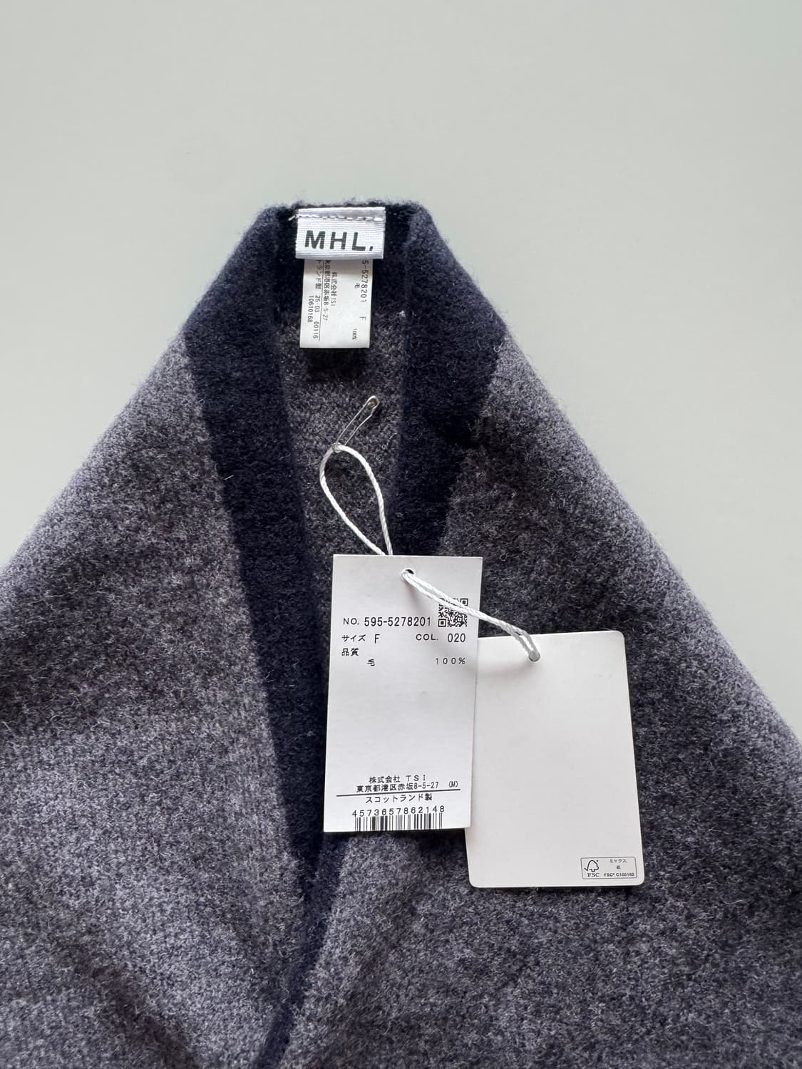 MHL 스카우트 스카프 램스울 그레이 네이비 상품이미지5