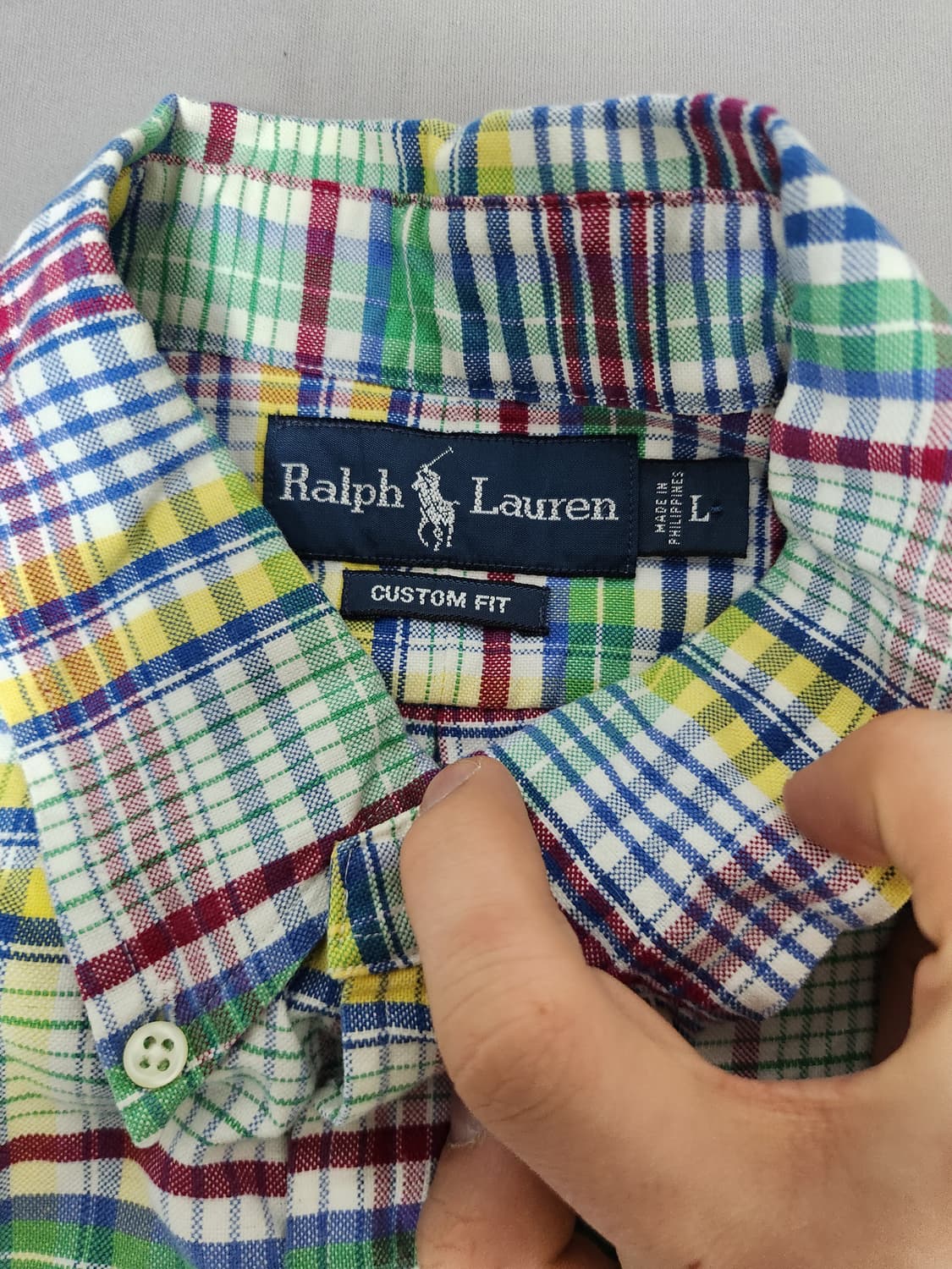 폴로 랄프로렌 커스텀핏 마드라스 체크 셔츠 L 상품이미지5
