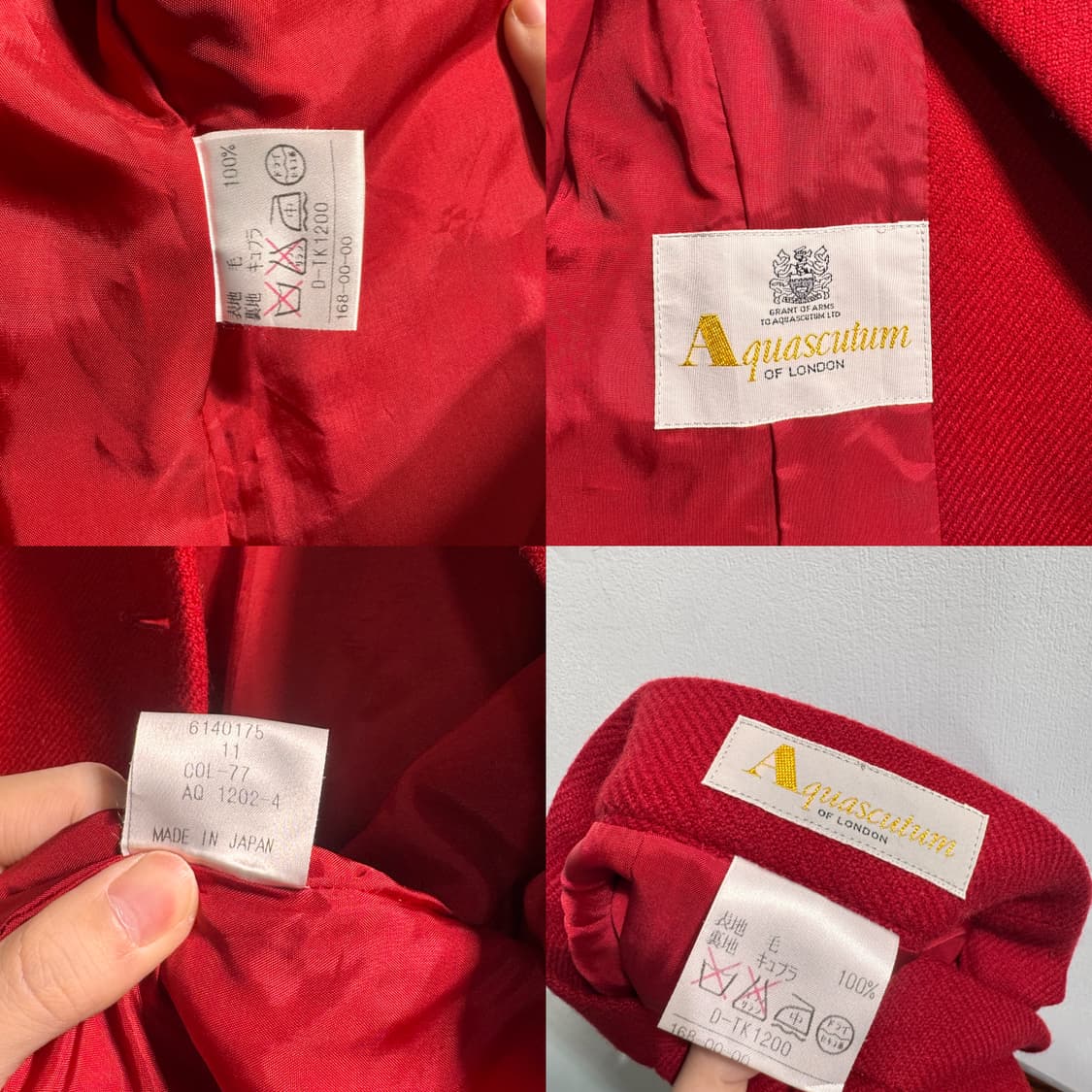 Aquascutum 울100% 레드 셋업 C502 상품이미지9