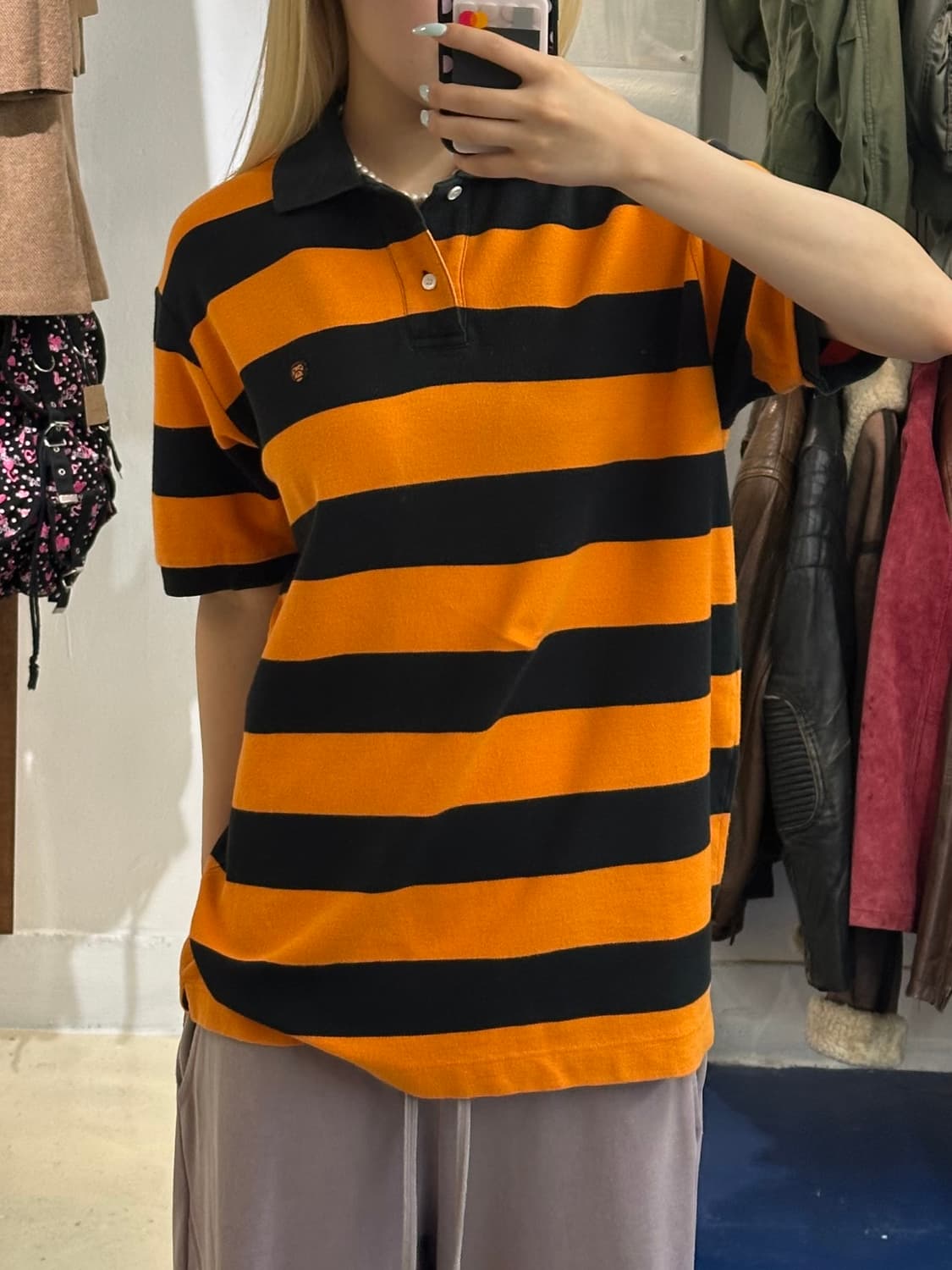 AAPE 마일로 베이프 스프라이프 카라 반팔티 상품이미지1