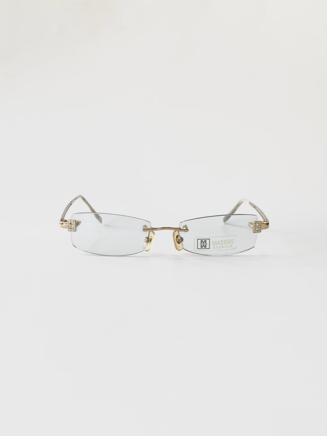 [픽키-633] 골드 무테 안경 프레임 크리스탈 디테일 상품이미지1