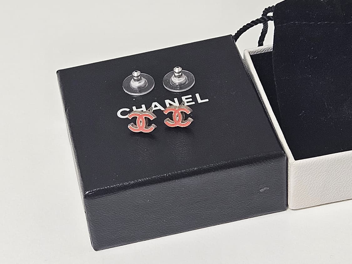 샤넬 CC 로고 빈티지 코랄핑크 귀걸이 [정품/풀박스] 상품이미지3