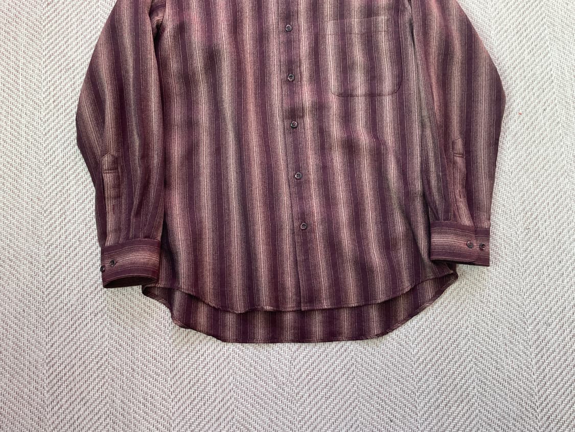 간사이 야마모토 스트라이프 브라운 셔츠  상품이미지2