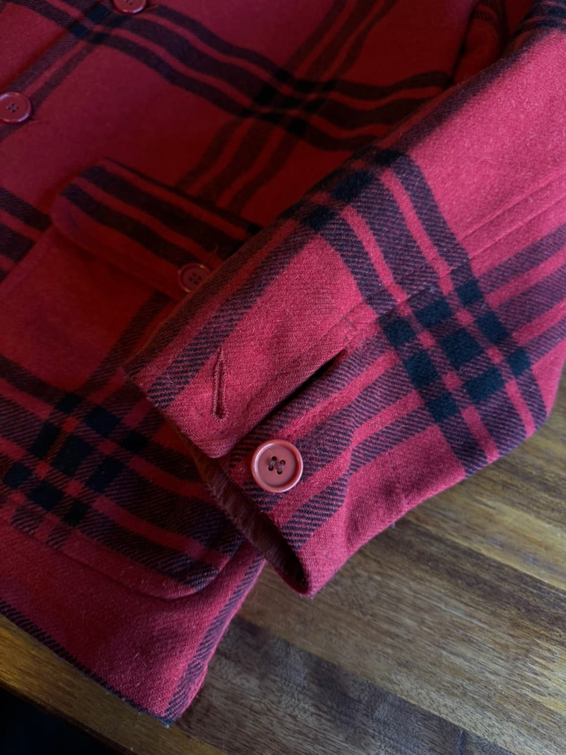 베네통 헤비멜톤울 버팔로 체크 자켓 105 상품이미지7