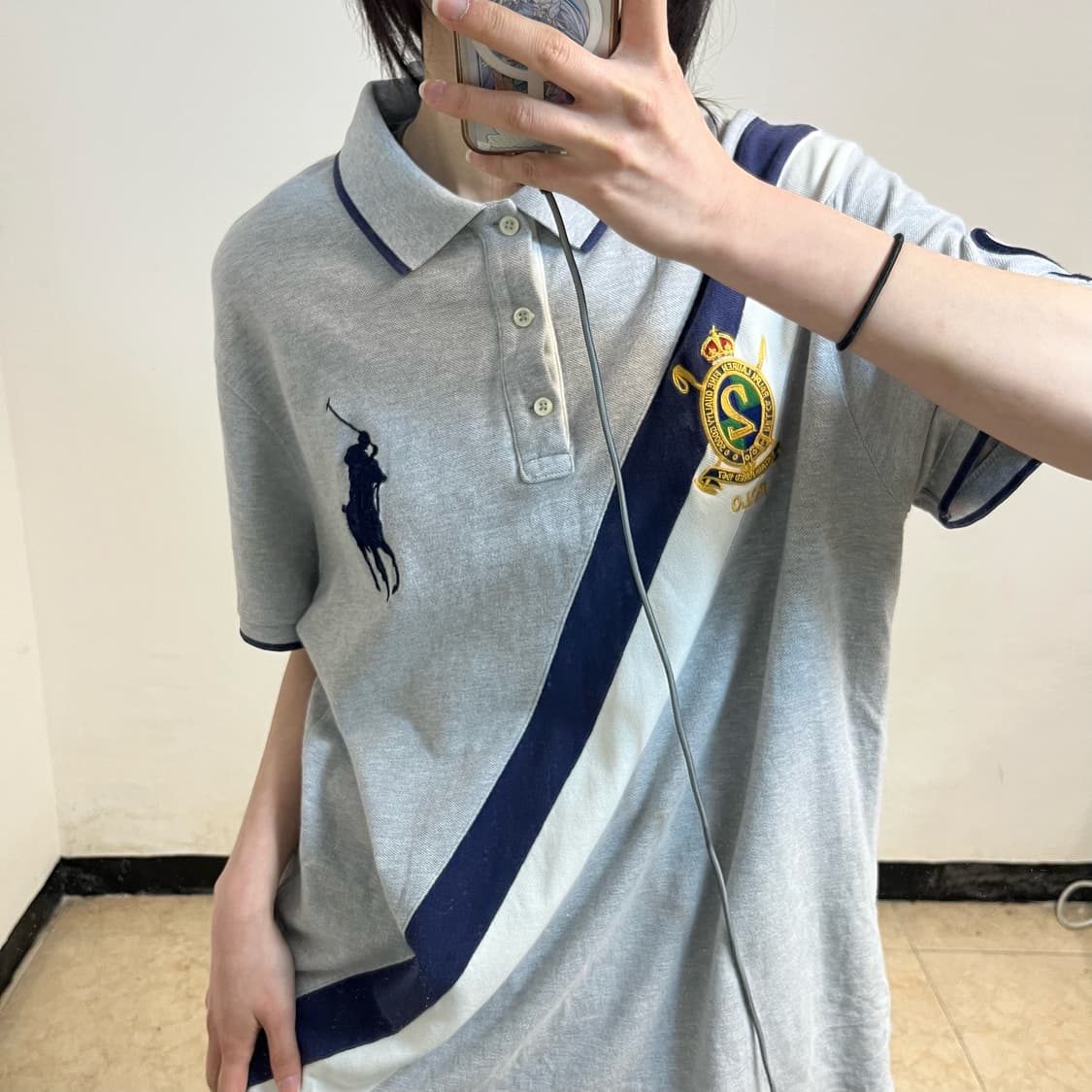 Polo grey big pony chiefkeef  collar Tee 상품이미지3