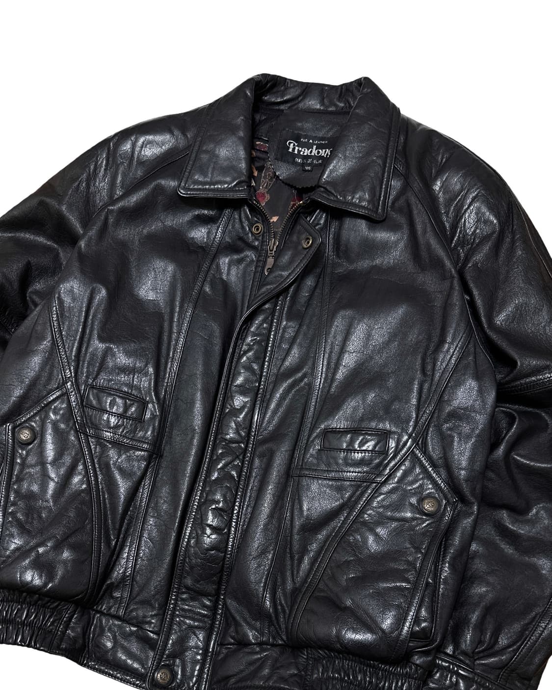 빈티지 가죽 봄버 블루종 자켓 상품이미지4