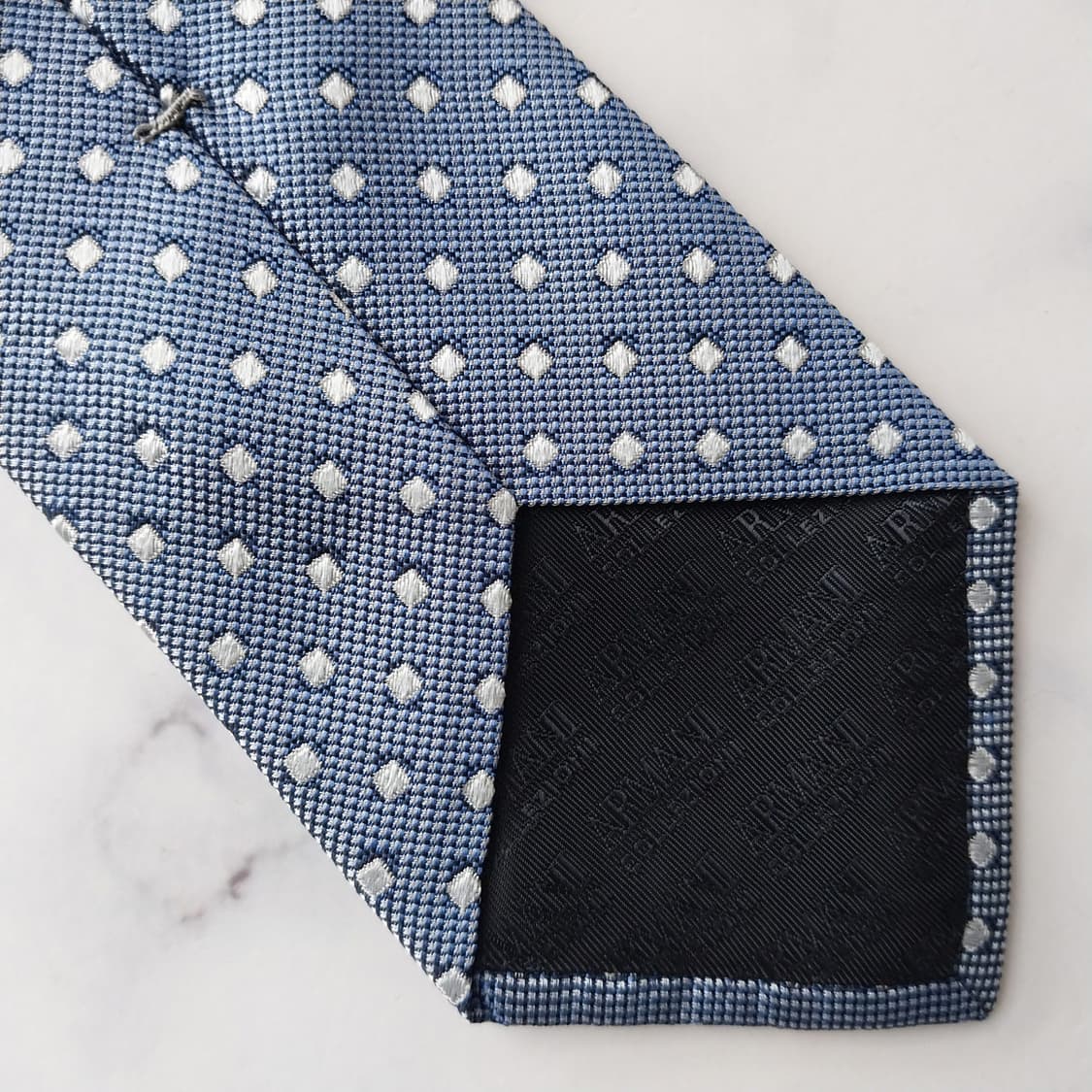 아르마니 꼴레지오니 실크 블루 도트 넥타이 7.6cm A+등급 K1689 상품이미지9