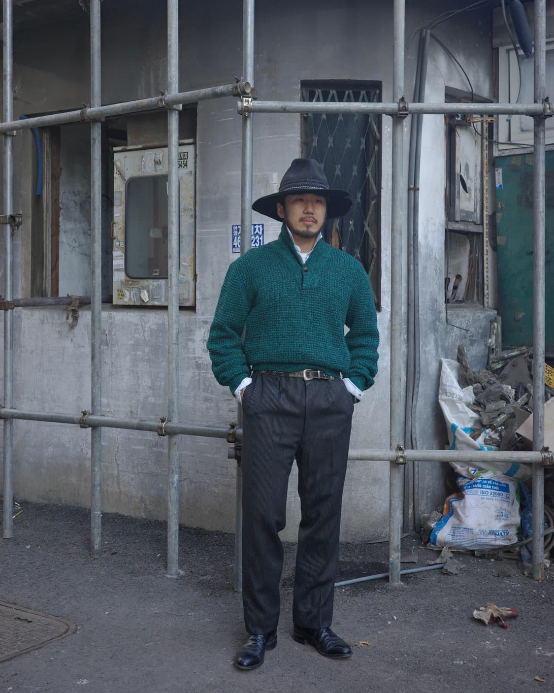 60-70‘s 테일러드 울 스트라이프 슬랙스 상품이미지5