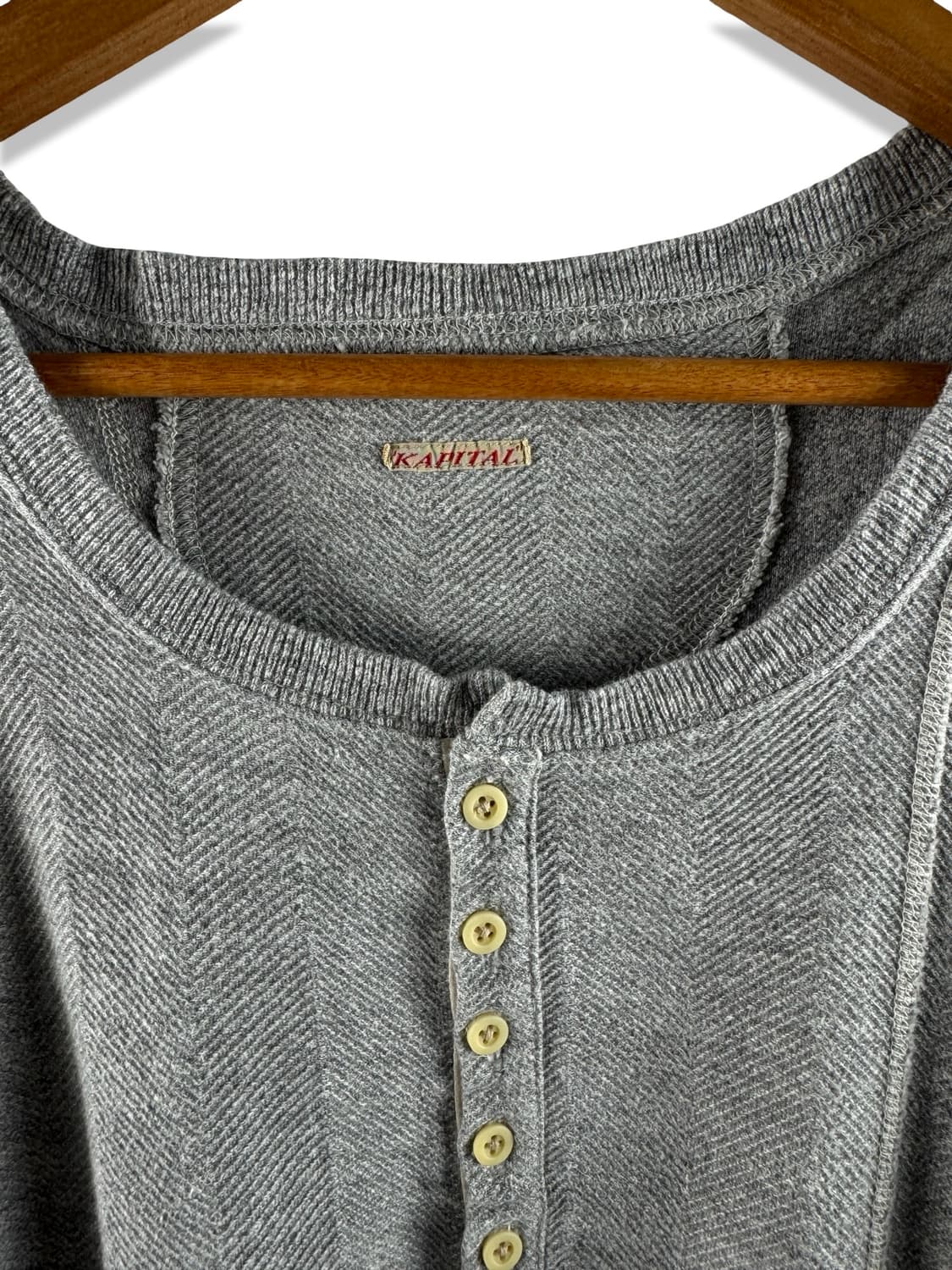 Kapital Herringbone Rib Henley 슬리브리스3371 상품이미지3