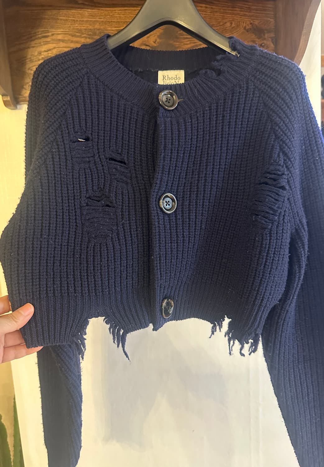 로도리리온 RHODOLIRION 데미지 크롭 니트 가디건 (free) 상품이미지3