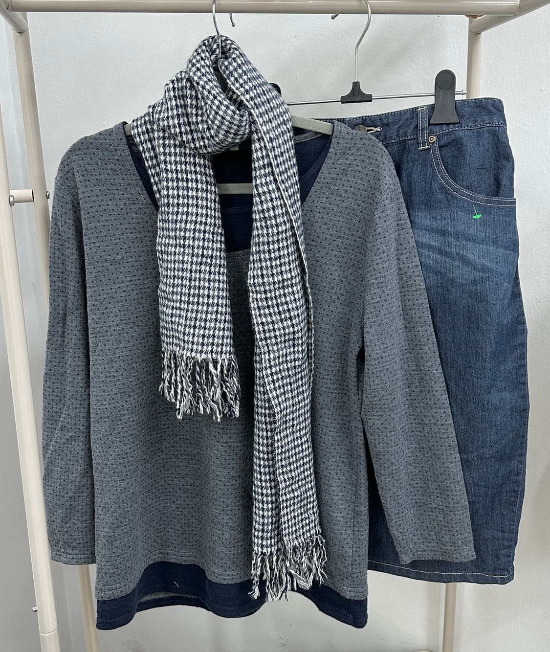 🫐하구미의 레이어드 코디세트🫐 머플러 데님팬츠 그런지 히피  상품이미지7