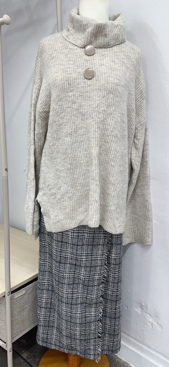 🧤사와코의 하프넥 코디세트 🧤 니트 롱 체크 스커트 그런지 겨울 상품이미지5