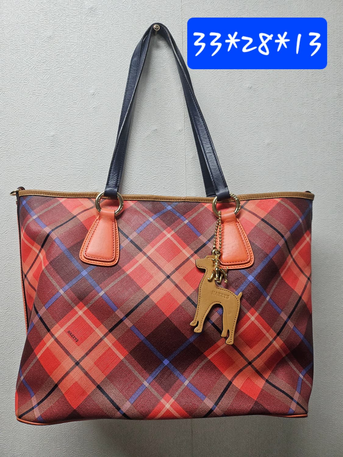 헤지스  WALES CHECK 레드 뉴 체크 패턴 쇼퍼백 상품이미지1