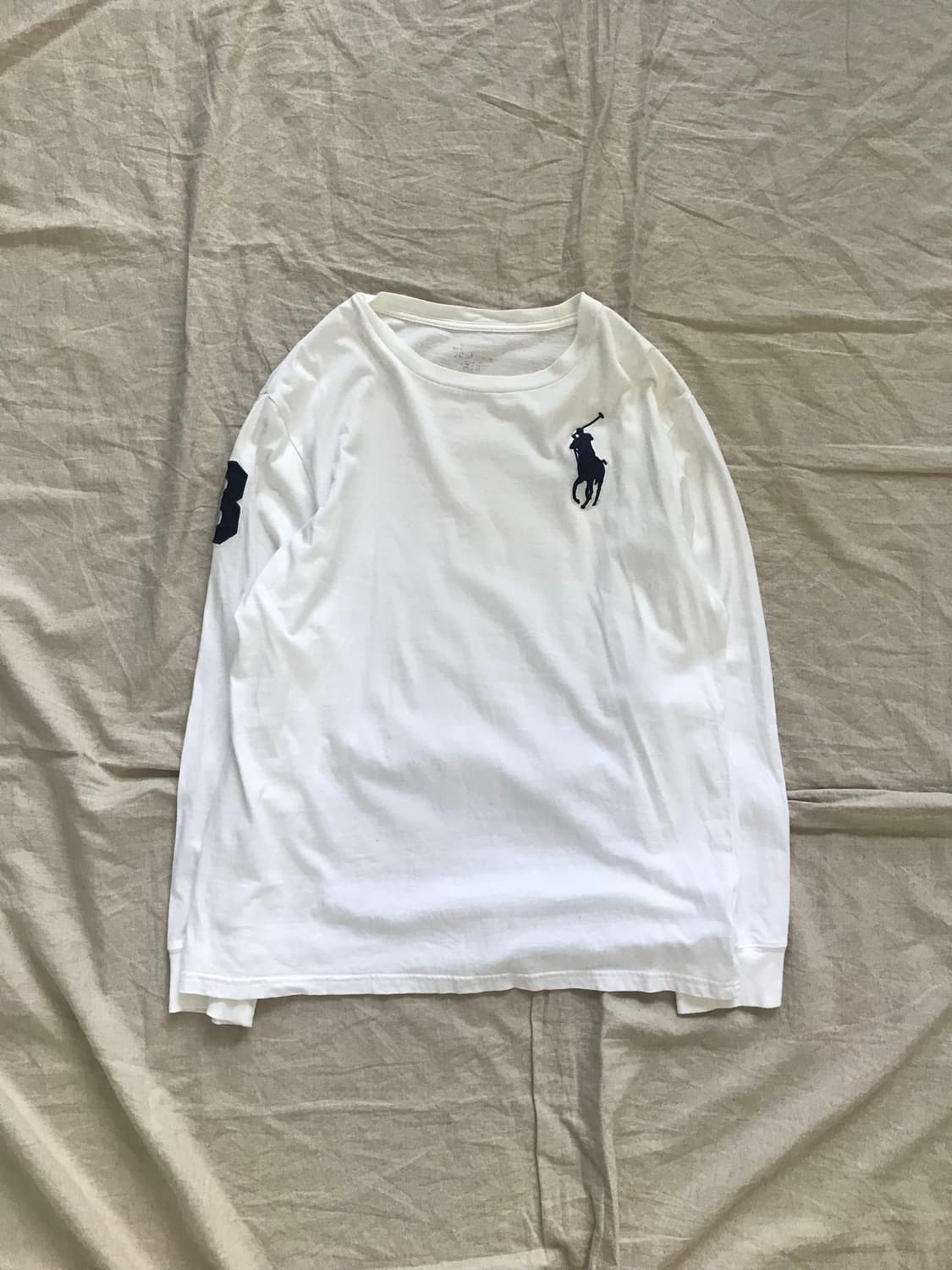폴로 랄프로렌 빅 포니 로고 화이트 긴팔 슬리브티 상품이미지5