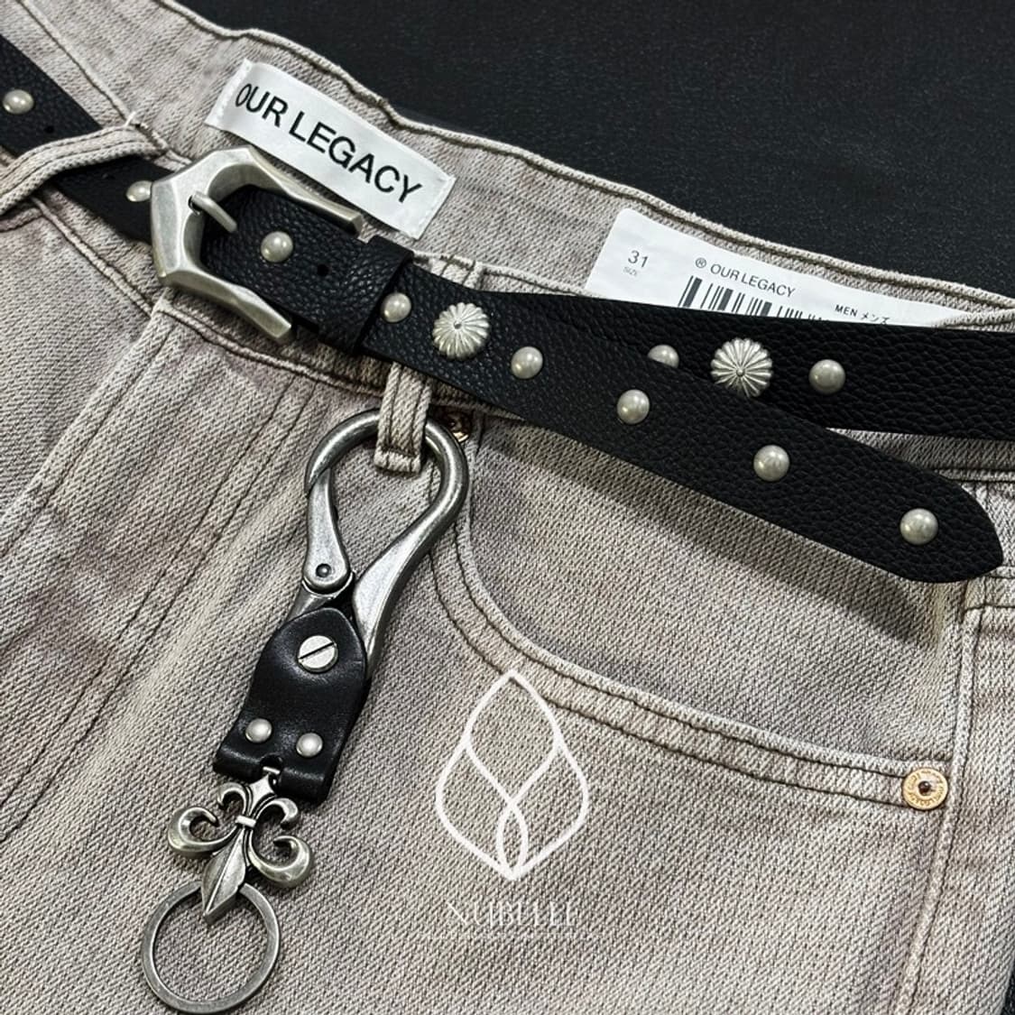 🌗 Flower stud belt / 에스닉 플라워 스터드 가죽 벨트 상품이미지1